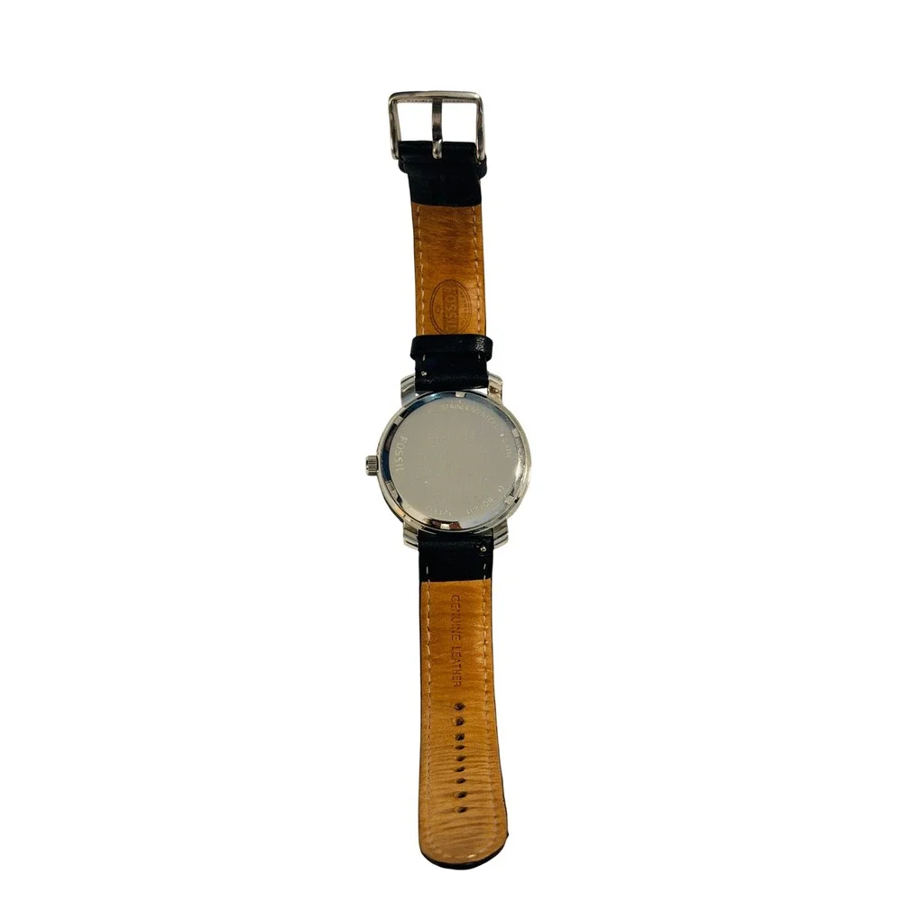 Fossil BQ1231 Fenmore Midsize Watch Grey Dial Roman Numerals Black Leather Strap